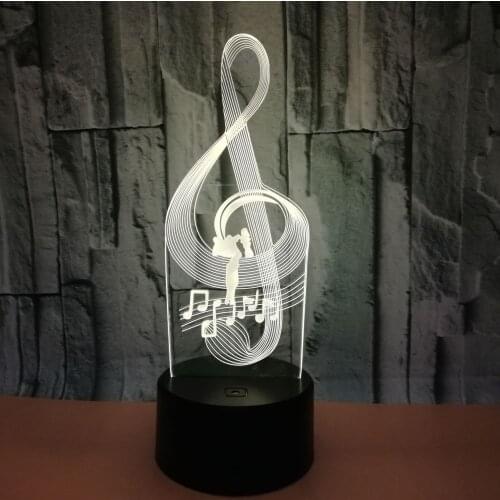 Musical note guitar theme 3D Lamp LED night light 7 Color Change Touch Mood Lamp Christmas present Dropshippping