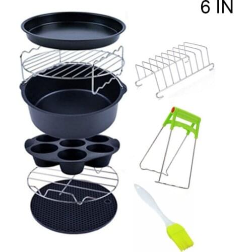 2020 New 9pcs/set 6/7/8 Inches Air Fryer Accessories Kitchen Pizza Tray Grill Toast Rack