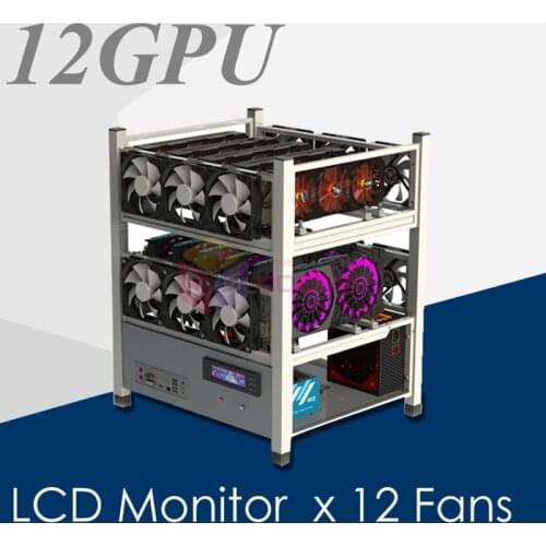 New 2X 6 GPU Open air Mining Stackable Computer Case Graphics Card Frame Rig For BTC LTC Coin Ethereum ETH ETC LCD Monitor