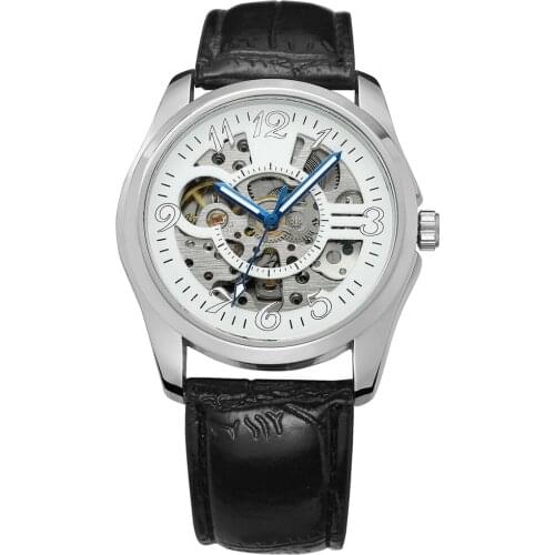 New WINNER Watch Luxury Gold Automatic Watches Skeleton Leather Strap Military Mechanical Wristwatch Clock Men