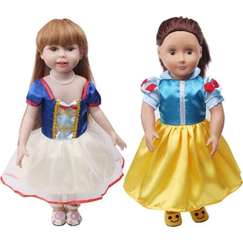18 inch Girls doll dress American newborn Yellow Snow White evening gown Baby toys skirt fit 43 cm baby dolls c640