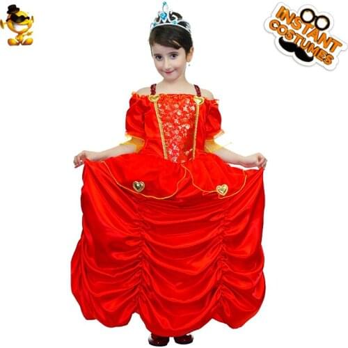 Princess Dress Up Cosplay Costumes Birthday Party Role Play Noble Red Dress Princess Dresses For Girls