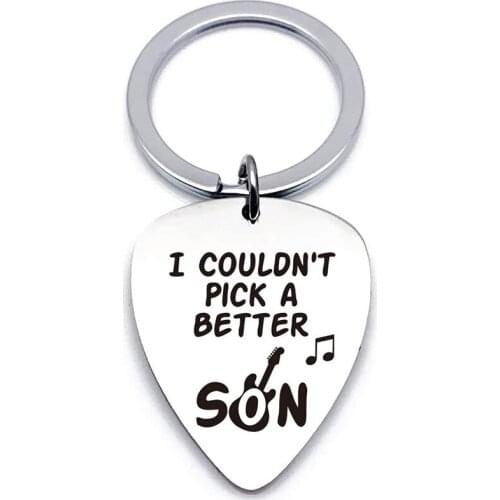 Son Gifts From Mom Dad-Stainless Steel Guitar Pick Keychain,Musician Ideas for Christmas Gifts -I Couldn't Pick A Better Son