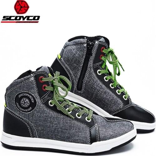 SCOYCO Casual Motorcycle Shoes Motorbike Anti-skip Breathable Shockproof Protective Touring High Ankle MTB ATV Riding Boots