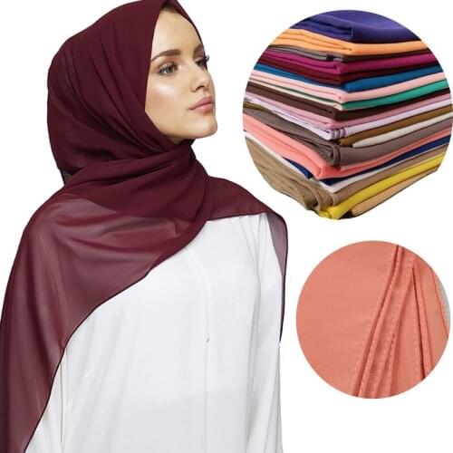 Bubble Chiffon Hijab Musulman Scraft Headband Shawls Wrap Femme Female Wrap-Head