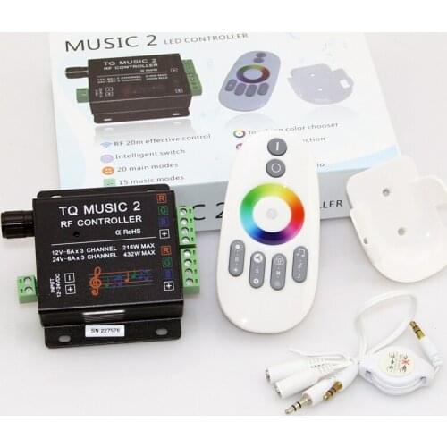 DC12V 24V RGB LED Controller RF Music Audio control 18A 3 Channel TQ Music 2 for SMD 3528 5050 5630 Led Strip Light