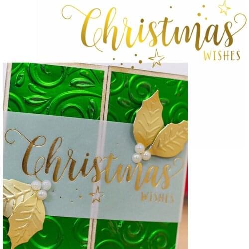 Christmas Wishes Hot Foil Plate Glimmer Decorative Phrase for DIY Scrapbooking Embossing Crafts Cards Decoration New 2019