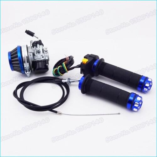 Blue Racing Carb Carburetor Air Filter Throttle Cable Hand handle Grips Kill Stop Switch Kit For 50cc 60cc 80cc Gas Bicycle