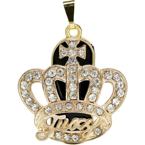 Crystal Necklace Pendant Crown USB Flash Drive 64GB Pendrive Cle USB 8GB 16GB 32GB 128GB 256GB Pen Drive Jewelry Memory Stick