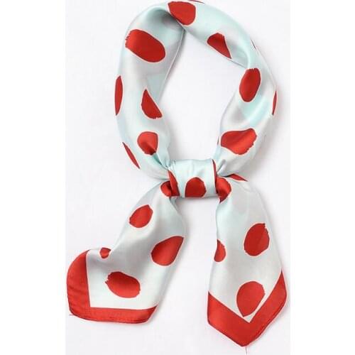 Yishine New 70x70cm Women Multifunction Polyester Silk Scarf Dots Satin Small Square Wraps Scarves Neckwear Handkerchief