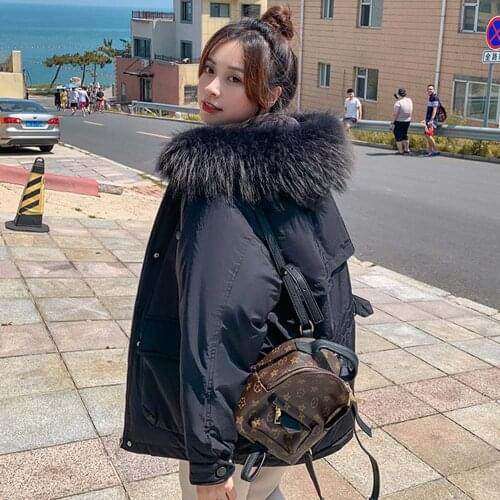 Fad Winter Parka Women Short Down Padded Jacket Winter Loose Korean Hooded Fur Collar Zipper Warm Casaco De Inverno Feminino