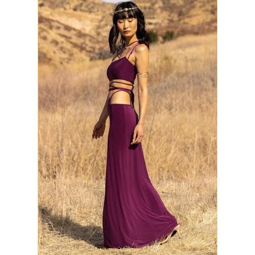 Sexy Two Piece Set Women High Split Maxi Skirt with Halter Top Party Vacation Outfits Dresses Summer 2021