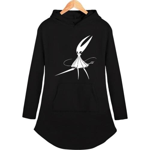 Hollow Knight Fashion Printed Hooded Dress Women Long Sleeve Trendy Dresses 2019 Hot Sale Streetwear Clothes Size From S to 2XL
