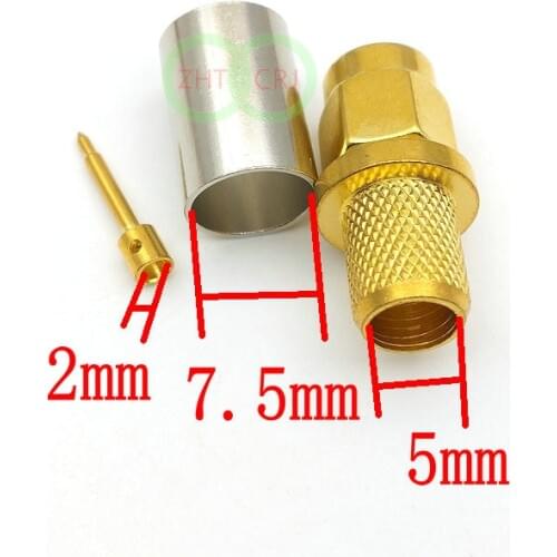 100PCS SMA Male Plug RF Coax Jack Crimp for RG5 RG6 5D-FB H155 LMR300 Cable Straight adapter