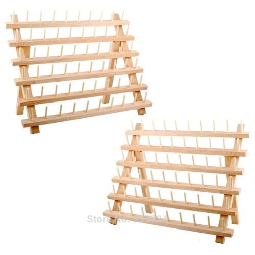 2-Pack 60-Spool Wooden Thread Holder Sewing and Embroidery Thread Rack and Organizer Thread Rack for Sewing with Hook