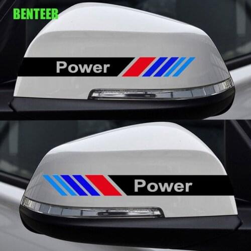 2pcs M Performance Car Rearview Mirror Sticker For BMW E34 E36 E60 E90 E46 E39 E70 F10 F20 F30 X5 X6 X1 M3 M5 E30 E87