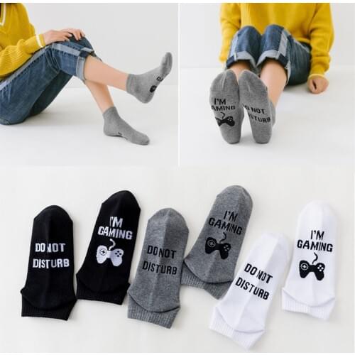 2020 harajuku short sports men women cotton socks DO NOT DISTURB I`M GAMING classic european and american casual socks