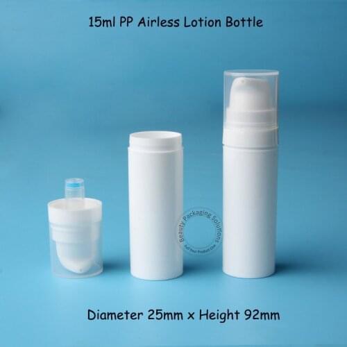24pcs/Lot Promotion 15ml Opaque White PP Small Material Airless Pump Bottle Plastic Lotion Pot Airless Skin Care Cream Container