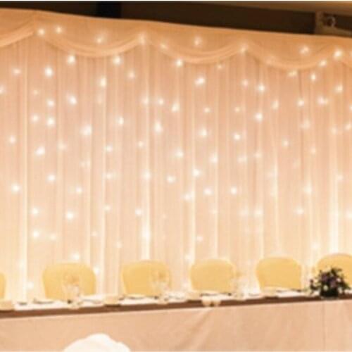 2017 3x6m White Silk Wedding Backdrop Wedding Curtain Backdrop Wedding Drape with LED light