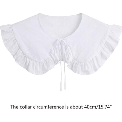 40GC Lovely Doll Faux Collar White Ruffle Brim Fake Collar Detachable Collar Ornamental Collar Necklace Breathable Shawl