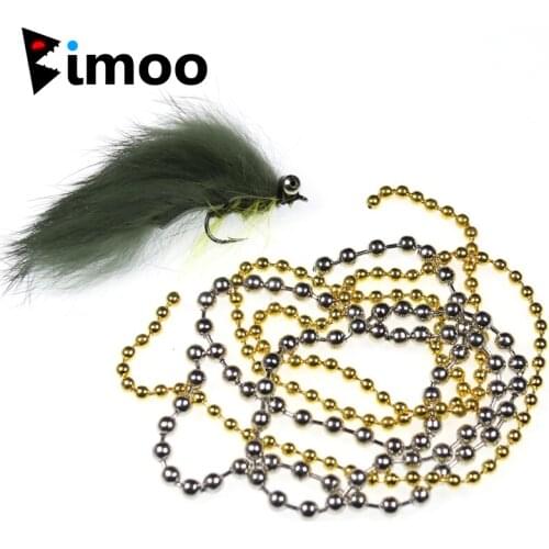 45cm/pc Sinking Fly Tying Bead Chain Head Streamer Nymph Zonker Tying Bead Eyes Metal 3mm 4mm Gold Silver Fly Fishing Materials