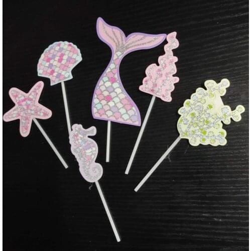 6pcs Creative Cake Decoration Mermaid Party Cupcake Cake Topper Wedding Happy Birthday Party Decorations Adult Kids Supplies