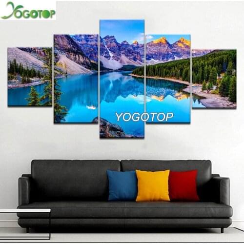 Diy Diamond Painting puzzle 5D Full Drill Mosaic Diamant Embroidery Home Decor 5 Pieces Moraine Lake landscape ML1185