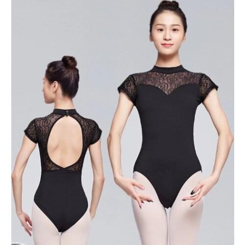 Ballet Leotard For Wome Adult Dance Cotton Lace Short Sleeve Leotard Ballet Costume Professional Adult Sexy Gymnastics Leotards