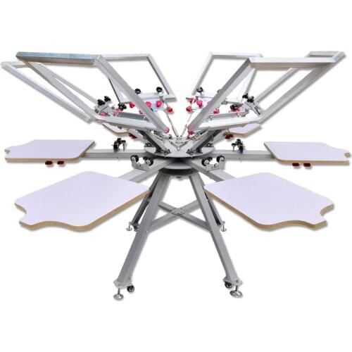 Free shipping Micro Registration 6 color 6 station manual silk screen printing machine for T shirt printer equipment carousel