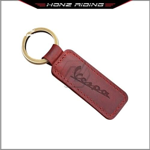 For Vespa LX LXV Sprint GTS GTV 50 150 250 300 300ie Super Sport Motorcycle Keychain Cowhide Scooter Key Ring