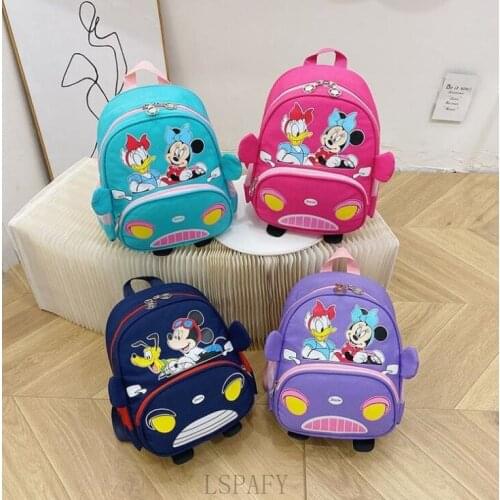 Kids Backpack Kindergarten Children Cartoon Mickey Minnie School Bags Pink Cute Cat Girls Travel Light Rucksack Boy Bookbag