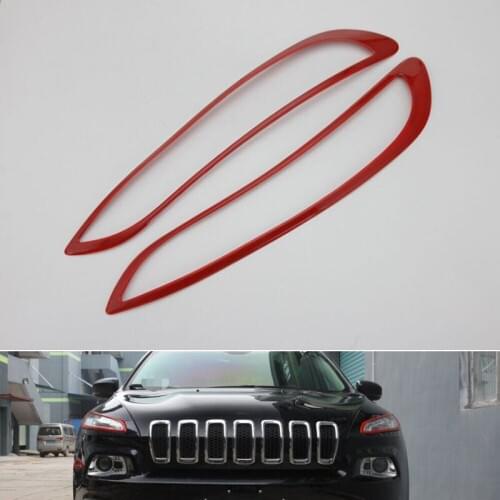 For Jeep Cherokee Car Headlight Front DRL Light Cover Trim Auto Daytime Driving Lamp Styling Sticker RED Accessories 2014-2016