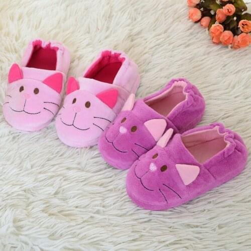 Kids girls indoor shoes Childrens home slippers autumn/winter baby girls cotton slippers warm belt elastic home shoes wooden