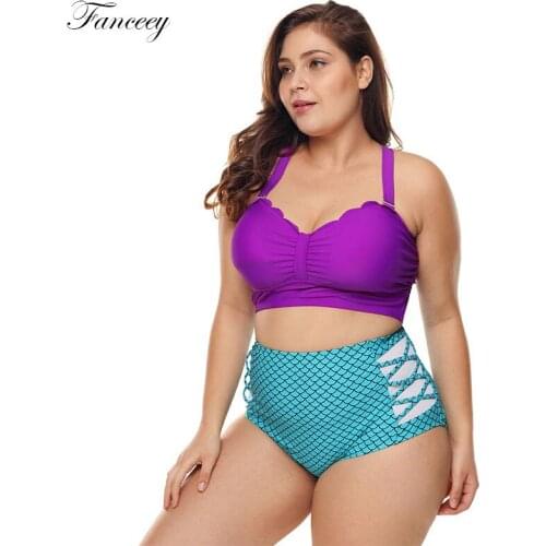 Fanceey Plus Size High Waist Bikini 2021 Women Swimsuit Separate Swimwear Women Bathing Suit Summer Monokini Swimsuit Female Q21