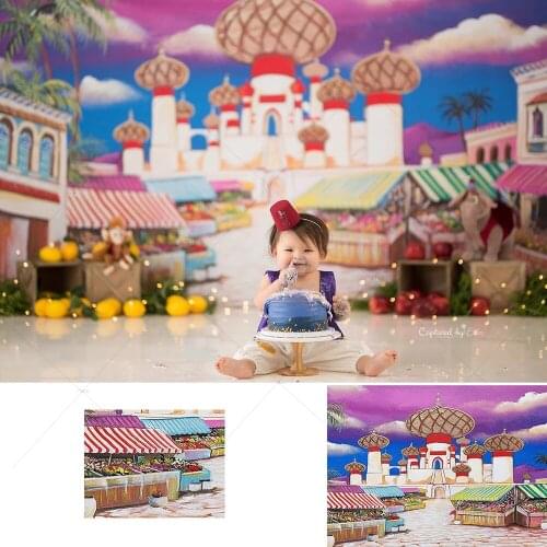 Flower Market Backdrop Oil Painting Photography Background Arabic Castle Newborn Cake Smash Baby Photostudio Backdrop Photophone