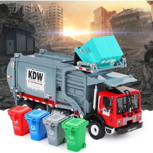 Alloy Materials Handling Truck Garbage Cleaning Vehicle Model 1:24 Garbage Truck Sanitation Trucks Clean Car Toy Car Kid Gift