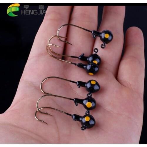 HENGJIA 50pc 3.5G bass jigs Big Eye Jig head rig Lead Head Jigs Bait Fishing Hooks For Soft Lure pesca artificial Fishing Tackle