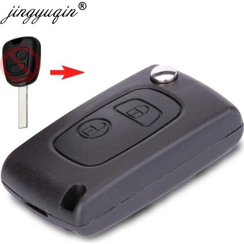 Jingyuqin 10pcs/lot Flip 2 Button Remote Car Key Case Shell For Peugeot 107 207 407 106 206 306 Modified VA2 Key Fob