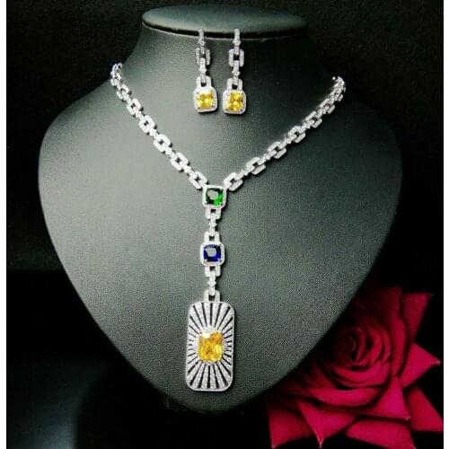 HIBRIDE Hot-Sale AAA CZ Jewelry Sets Luxury Necklace Set for Women Wedding Dress Accessories Party Show Bijoux Femme N-1052