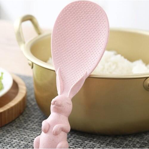 Wheat Straw Rice Spoon Meal Kitchen Tool Non-Stick Rice Vertical Spoon Cooking Rice Shovel Cute Cartoon Rabbit Type For Sushi