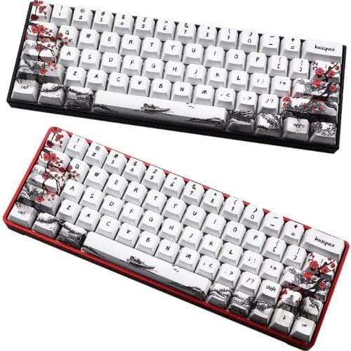71 Keys Wangjiang Plum Blossom Keycap Dye Sublimation OEM Mechanical Keyboard Keycap For GH60 XD64 DZ60 GK61 GK64 32CB