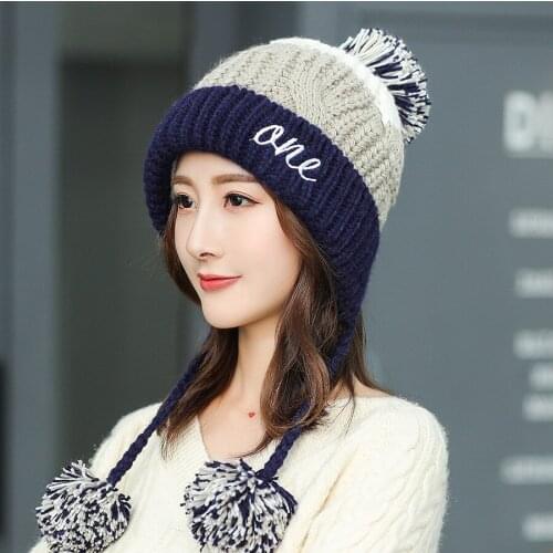 2020 Matching Color Fashion Versatile Knit Hat Lady Winter New Warm Woollen Hat for Girl
