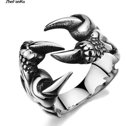 New Rock Punk Male Biker Rings Dragon Claw Rings For Men Vintage Gothic Jewelry Drop Shipping