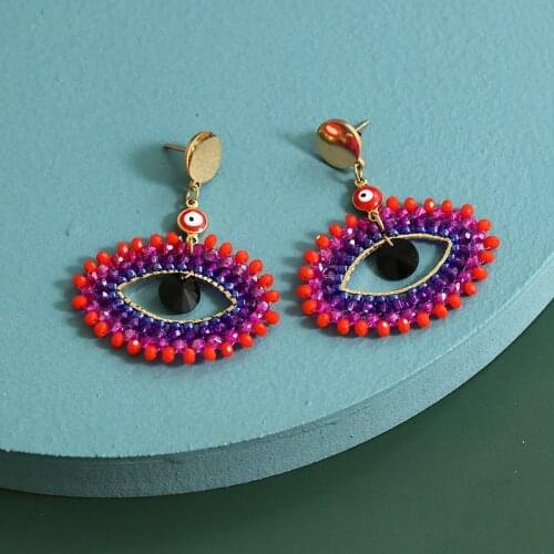 Wholesale Resin Evil Eye Earrings New Colorful Big Pendant Jewelry Boho Cute Statement Engagement Earring For Women 2021 Za