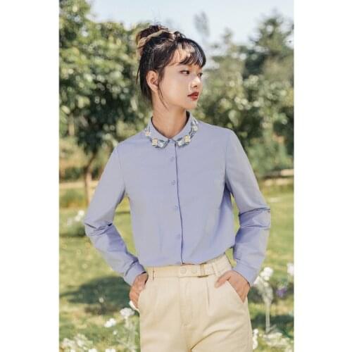 INMAN 2021 Spring New Arrival Long Sleeve Spring Autumn Fashion Embroidered Womens Shirt