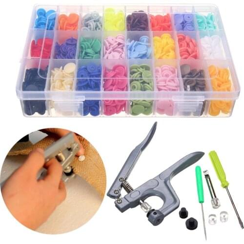 Fastener Snap Pliers + 360Pcs T5 Plastic Resin Button Press Stud Cloth Tool DIY Scrapbook Accessories