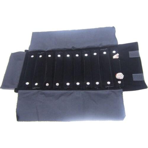 Portable Fashion Small Mini Black Velvet Travel Jewelry Roll Bags Ring Display Storage Carrying Show Case Organizer Pouch Box