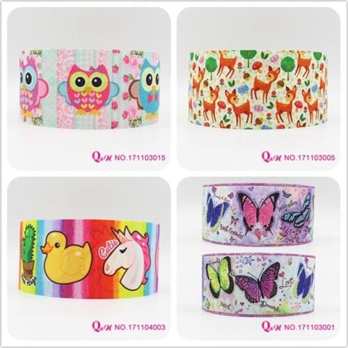 Q&N ribbon 16mm 22mm 25mm 38mm 50mm 75mm animal printed grosgrain ribbon webbing 50yards/roll for hair tie free shipping
