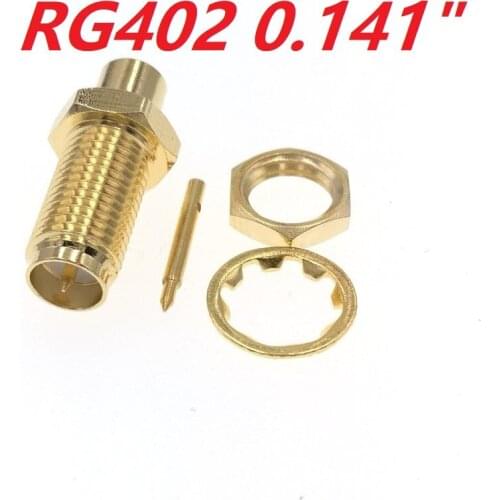 RP-SMA Female Jack Solder RF Connector For Semi-Rigid RG402 0.141" Cable