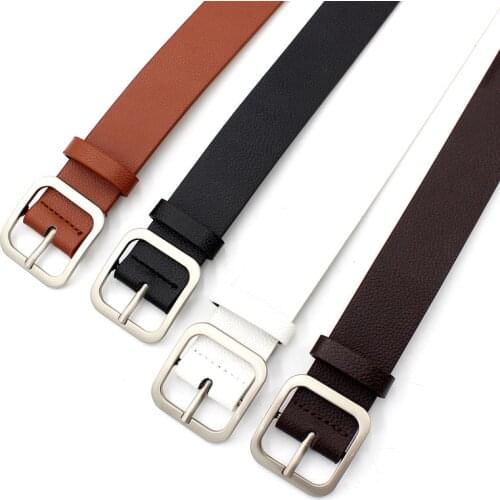 Wide Leather Waist Strap Belt Black Brown high quality Women Square Metal Buckle belts Ladies Female Belts for Jeans